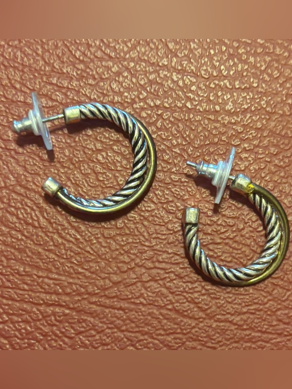 ✨Gold Twisted Silver Hoop Stud Earrings